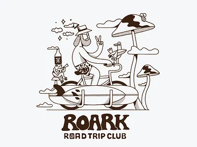 ROARK TEE DESIGN artist bike illustration clothing design design graphic design illustration illustrator lifestyle illustration road trip simple illustration tee design typography