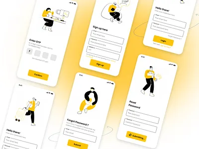 Sign up & Sign in Screens with illustrations aesthetic illustration login minimal onboarding signin signup ui