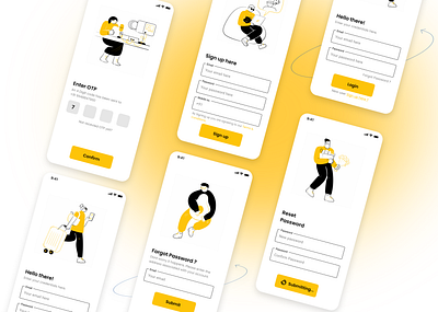 Sign up & Sign in Screens with illustrations aesthetic illustration login minimal onboarding signin signup ui