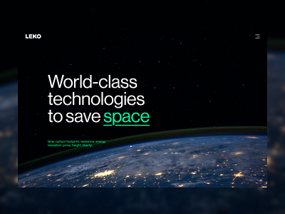 LEKO World-class technologies branding carbon construction design earth illustration logo space speed sustainability technology ui ui design web web page world world class