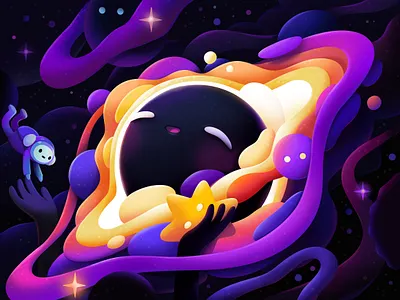 The Universe abstract cartoon character concept illustration zutto