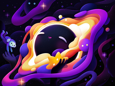 The Universe abstract cartoon character concept illustration zutto