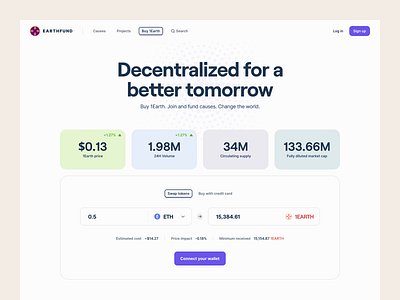 Earth Fund – Buy 1Earth app clean clean design clean hero clean web crypter crypto earth fund fund funding hero header minimal nft token ui ui design ux ux design web app web design