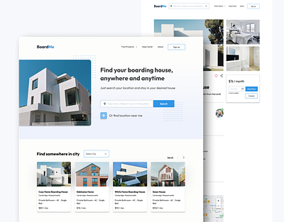 BoardMe - Boarding House Finder Website app boarding branding design graphic design house property rental ui ux visual web