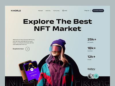 NFT Market Concept web app branding dashboard illustration minimal nft vector web 3 website