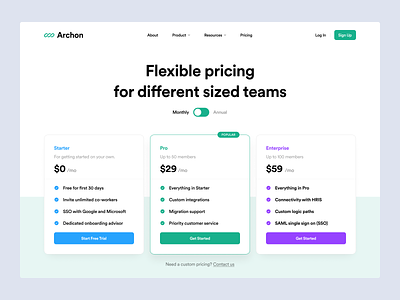 Archon - Pricing Page agency brand branding design home identity interactive landing landing page logo minimal pricing template ui ux video web design website