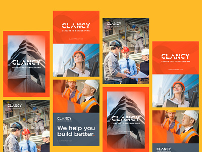 CLANCY — Brand Literature brand branding colour colours concrete construction design engineering identity logo orange vector