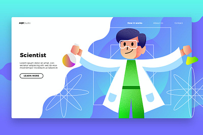 Scientist - Banner & Landing Page app design development html html landing illustration landing page multipurpose page purpose scientist technology ui ui design ux ux design web development web maintance webapp website