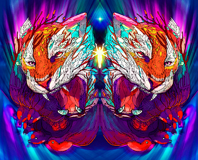 Dreams of Chaos chaos dream fantasy illustration light photoshop space tiger