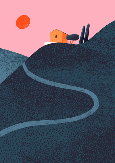 Crete 2 crete digital illustration greece holiday illustration landscape illustration mountain house travel illustration