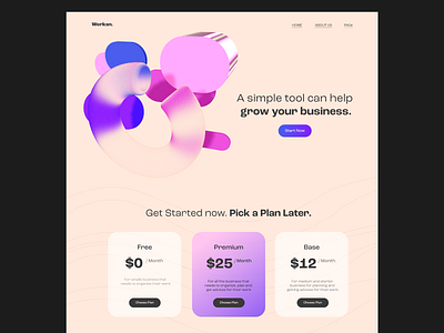 Landing Page | Workan. 3d 3d design 3d modelling branding graphic design landing page ui ux ui web design website