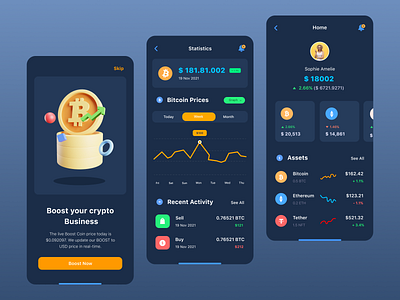 Cryptocurrency App app design bitcoin consept crypto crypto exchange dark theme ethe interface investment app ios mobile app mobile ui ui ux