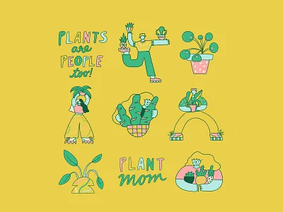 plant people stickers illustration people plant plants stickers
