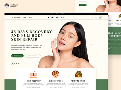 Skincare Website Design app beauty bloom branding card catalog clinic cosmetic dekstop e commerce glow homepage interface landing makeup skincare store uiux web website