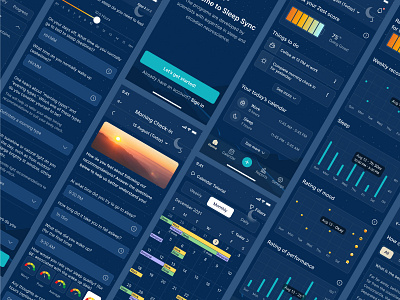 Sleep track and sync mobile app design app design creative design dark graphic design mobile app sleep sleep sync sleep track ui ux zest