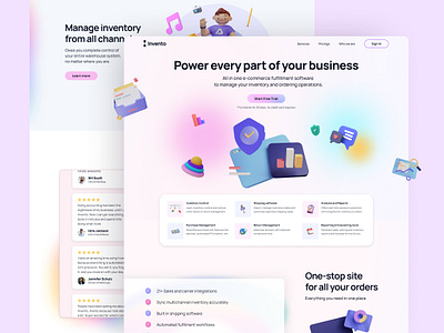 Invento - Hero Landing Page Concept [WIP] 3d blur gradient header hero interface landing page soft ui ui design web web design