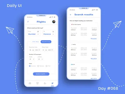 Daily UI Challenge - Flight Search 68 air plane ticket airlines app appui dailyui dailyuichallenge day 68 day 68 flight search design flight flight schedule flight search light theme ticket ticket booking travel app ui uidesign uiux