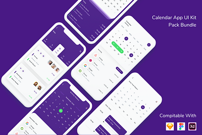 Calendar App UI Kit app calendar schedule ui ui design ui kit ux