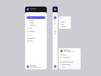 Sidebar navigation for Lightfunnels by Badiuk Maria 🖖 on Dribbble