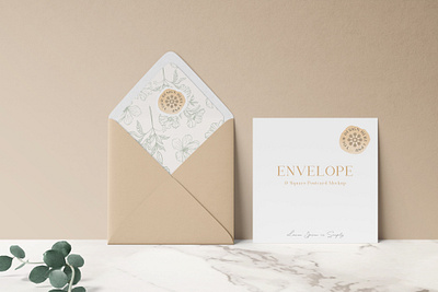 Envelope & Square Postcard Mockup branding envelope graphic design logo mockup postcard