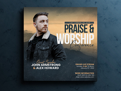 Praise & Worship Flyer Template | Church Social Media Post ceremony christian church flyer download facebook flyer flyer design free template photoshop post print social media banner mockup social template worship flyer