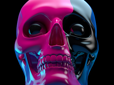 Transformation, skull 3d art black blender color design illustration pink render skull visual