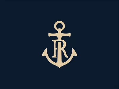 Anchor - Letter R anchor blue boat branding classic distressed icon illustration logo mark monogram nautical negative space ocean r sea ship type typography