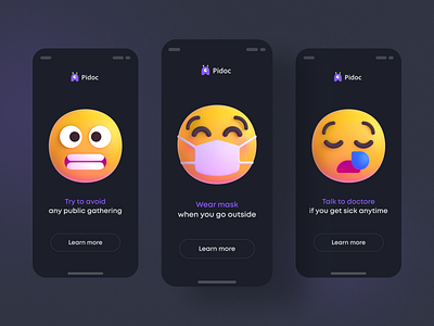 Covid-19 onboarding screen design app app design covid covid 19 dark ui design onboarding ui ui ux ui design ux