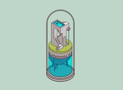 Escher in a Bell Jar illustration vector