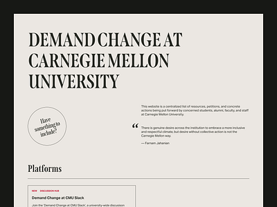 Demand Change at CMU (2020) branding design flat graphic design minimal typography ui ux vector web web design website