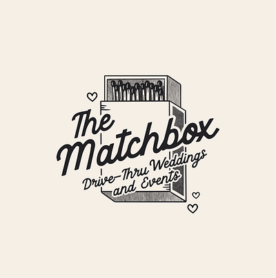 The Matchbox Drive-Thru Weddings and Events drive thru elope illustration logo design love marriage match matchbox typography wedding