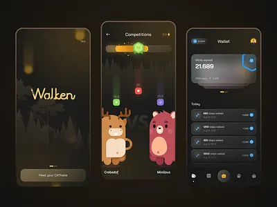 Walken Redesign Concept animation app concept cleean interaction mobile game mobile nft nft nft game nft ui ui walk ui walken ui walking game