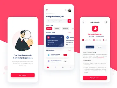 Job Finder App app design app ui job finder job finder app job listing job portal job search mobile app popular design popular shot recent shot ui ui design uiux design