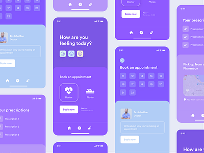 Medical App UI app booking colourful dashboard design doctor health healthcare ios ios app medical prescription ui ux vibrant