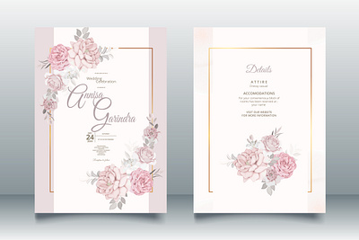 Beautiful floral frame wedding invitation card template Premium card design floral flower frame illustration logo ui vector wedding