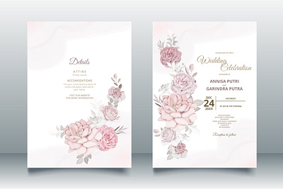 Beautiful floral frame wedding invitation card template Premium card design floral flower frame illustration logo ui vector wedding