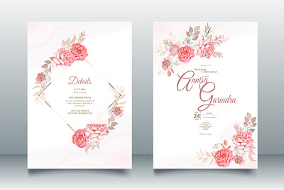 Beautiful floral frame wedding invitation card template Premium card design floral flower frame illustration logo ui vector wedding