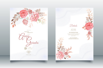 Beautiful floral frame wedding invitation card template Premium card design floral flower frame illustration logo ui vector web wedding