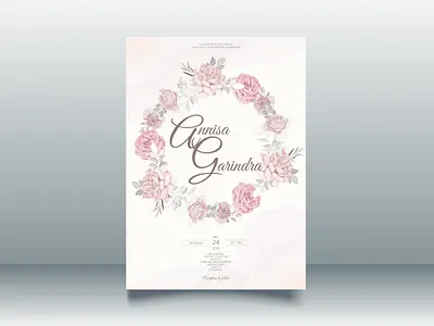 Beautiful floral frame wedding invitation card template Premium card design floral flower frame illustration logo ui vector wedding