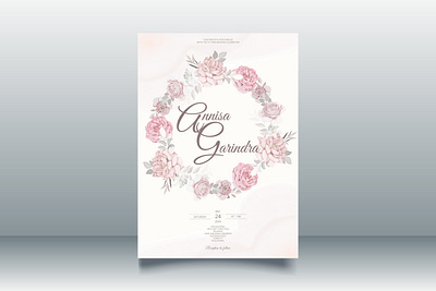 Beautiful floral frame wedding invitation card template Premium card design floral flower frame illustration logo ui vector wedding