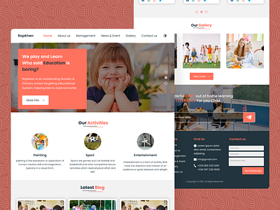 ELEMENTARY SCHOOL WEBSITE design elementary figma kids landingpage school template ui ux website xddailychallenge