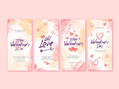 Valentine's Day Instagram Stories Template illustration instagram instagram template inta design logo minimal social media stories template watercolor