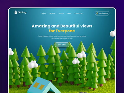TRIBAG Travel agency web UI 3d adevnture adobe animation b3d blender branding camping design figma graphic design illustration logo motion graphics travel typography ui ux vector