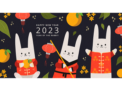 Chinese New Year 2023 banner design. Happy Chinese new year. 2023 chinese new year rabbit