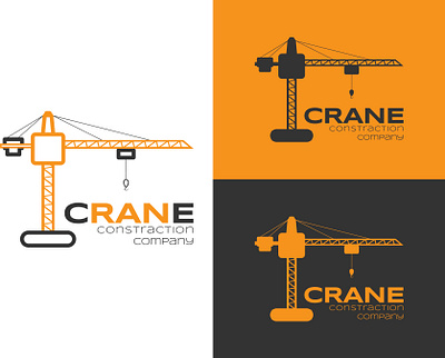 Construction company logo vector illustration branding business construction crane design illustration logo orange vector