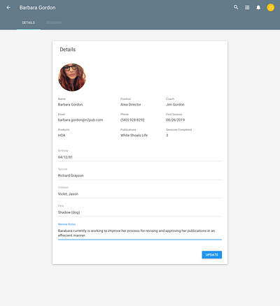 Enterprise Sales Team Coaching Application application enterprise material design ui ux