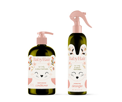 BabyHair animals conditioner hair illustration kids packaging shampoo