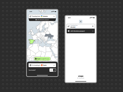 viaje — Check for travel restrictions & rules covid design health interface map minimal search simple travel ui ux