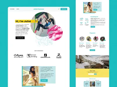 Climbing Coach Website adobe xd agency blue branding button design desktop graphic design memphis pattern redesign responsive rock climbing startup texture ui web design