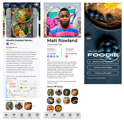 Foodie App Screens app app screens design designlab ui ux